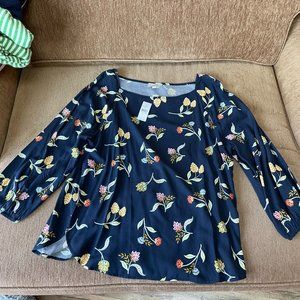 Loft Long Sleeve Navy Blue Blouse